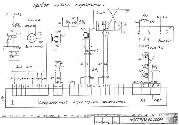 Схема електрична токарного верстата з ЧПУ 16К30Ф3